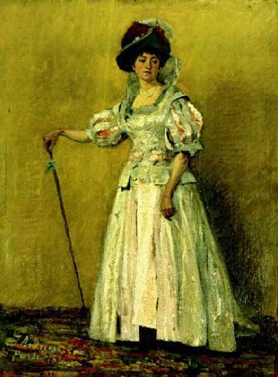 Ion Andreescu Portret de femeie in costum de epoca oil painting image